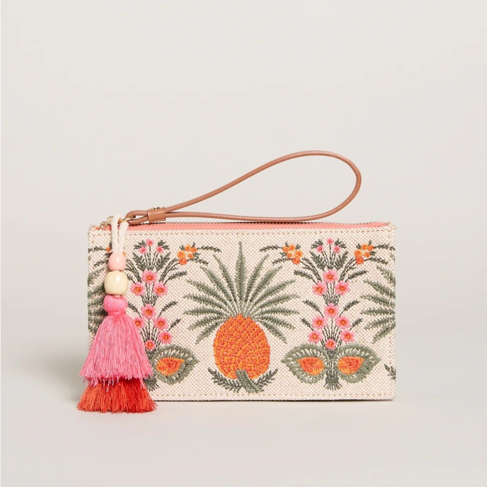 Spartina 449 Pink and Orange Wristlet with Tropical Design